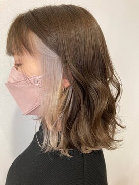 ルートエイチ 市川(Root H) グレージュカラーボブウルフ黒髪ココアベージュ【市川】