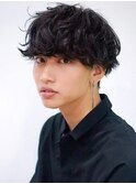 メンズ/マッシュ/パーマ/黒髪/刈り上げ