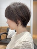 大人似合わせレイヤーカット30代40代50代ショート×アースカラー