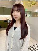 ロング顔周りレイヤーおくれ毛前髪万代新潟