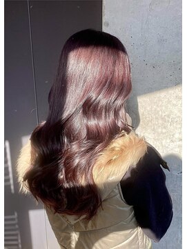 ワンズ リー 上大岡店(One's ly) ディープパープル前髪アンブレラカラーこなれミディイメチェン