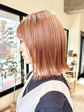 リグリー(regree) 切りっぱなしボブ/外ハネボブ/オレンジベージュ/髪質改善
