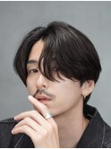 メンズミディアムパーマメンズボブウルフカットシャドウパーマ