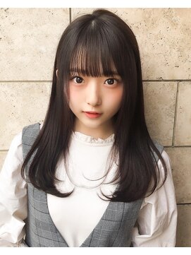 アフロート ディル(AFLOAT D'L) ぱっつん前髪黒髪艶髪顔周り小顔カットワンカールストレート