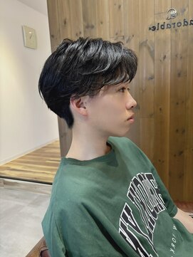 アドラーブル 駅南店(adorable) センターパートソフトツイストパーマメッシュマッシュウルフ