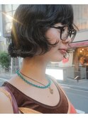 こなれたくせ毛風ボブパーマ/柔らかいダークカラー