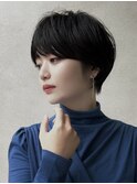 ダークアッシュ前髪あり大人クールショート