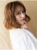 ハイトーンカラーミルクティーブロンドゆるふわボブ20代30代A16