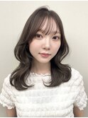 ミディアムレイヤー韓国ヘアぱっつん前髪渋谷美容室
