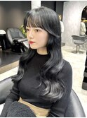 ブルーブラック 韓国ヘア レイヤーカット