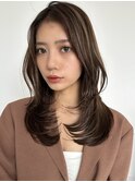 ハイライトカラーグレージュベージュケアブリーチダブルカラー