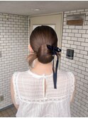 カチモリ　シニヨン　タイト　ベロアリボン