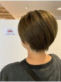 ハイライトカラー,ミントベージュ,ショート,白髪ぼかし【草加】