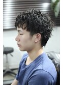 ノワールショート×ピンツイスト/ショートパーマ/大人メンズヘア