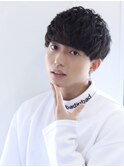 MEN'S HAIRマッシュパーマアッシュブラック束感ショート