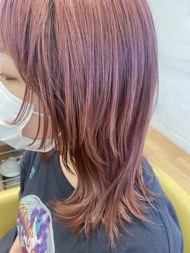 トリッカ 代官山(tricca) ウルフレイヤー/顔まわりレイヤー/ピンクベージュ/ダブルカラー