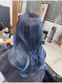 青のバレイヤージュ