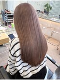 ブリーチなしダブルカラーピンクベージュミディアムボブ20代30代