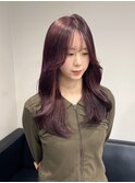 12961髪質改善チェリーレッド黒髪アッシュブラックワインレッド