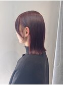 【切りっぱなしボブ】ピンクブラウン