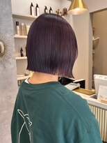 ポジ(poji)&nbsp;切りっぱなしボブ　ブルーブラック　ブリーチカラー　暗髪