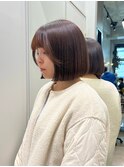 ボブぱっつんボブチョコレートココアブラウン西葛西