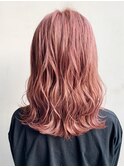 ピンクベージュ_ローライトスリークボブ厚めバング_ba288221