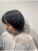 ショートウルフ×ネイビーカラー
