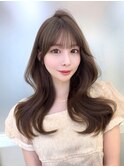 大人可愛い韓国くびれヘア レイヤーカット パッツンシースルー