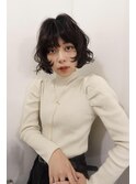ニュアンスカーリーボブ×アッシュブラック