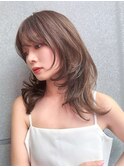 大人可愛いレイヤーカット/20代30代40代/透明感カラー/秋色