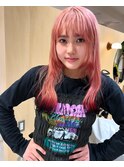 ペールピンクピンクヘア裾カラーデザインカラー毛先カラー渋谷