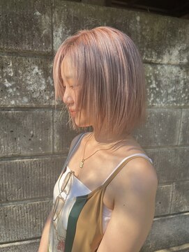 ラ ミュウ 八王子(LA.MIU) ピンクベージュ　ボブ　ケアブリーチ