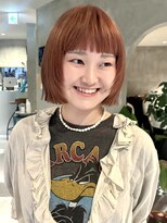 ハウ 心斎橋(how)&nbsp;ハイトーンカラーレイヤーボブオレンジブラウンカラー外ハネ