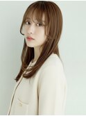 20代30代40代◎小顔サイドバング/ストレートロング/ベージュ川越