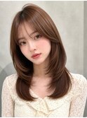 透け感まろやかベージュ×韓国風くびれレイヤー