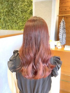 ジールサロン つくば本店 【1ブリーチ】ピンク×韓国風ロング