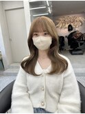 イメチェン/フェミニン/ダークアッシュ/束感/前髪カット