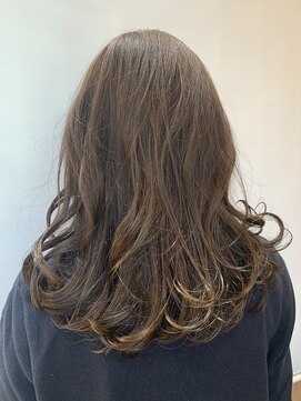 アース 三田南ウッディタウン店(HAIR&MAKE EARTH) ブリーチなしオリーブグレージュミディくすみカラー透明感カラー