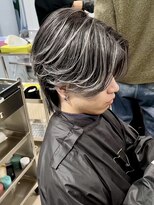 ネハス(nehus.)&nbsp;メンズバレイヤージュ/フェザーパーマ/グレー/ブルーカラー