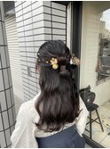 ハーフアップお団子