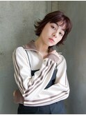 レイヤーボブウルフカットシースルーバングショコラブラウン