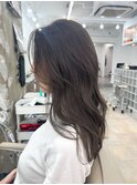 韓国顔まわりレイヤーカットグレージュオリーブベージュブラウン
