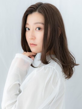 乾かすだけ暖色系カラー髪質改善レイヤーロングk古河30代40代