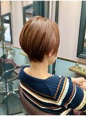 ショートボブ×白髪ぼかしハイライト葛西髪質改善｜葛西縮毛矯正