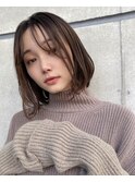 大人かわいい シースルーバング外ハネミディ