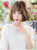 ★キャラメルベージュ大人かわいいくせ毛風ボブ20代30代40代★8