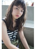 大人可愛い/レイヤーロング/グレーベージュ/前髪パーマ/二子玉川