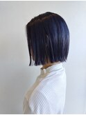 切りっぱなしボブ/ネイビーカラー/ブルーブラック