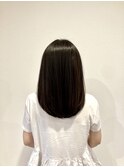 セミロング×ダークブラウン